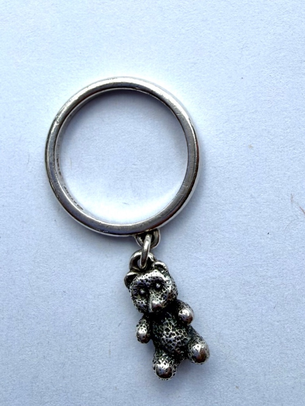James Avery Retired Sterling Silver Teddy Bear Dangle Ring *SIZE 4*